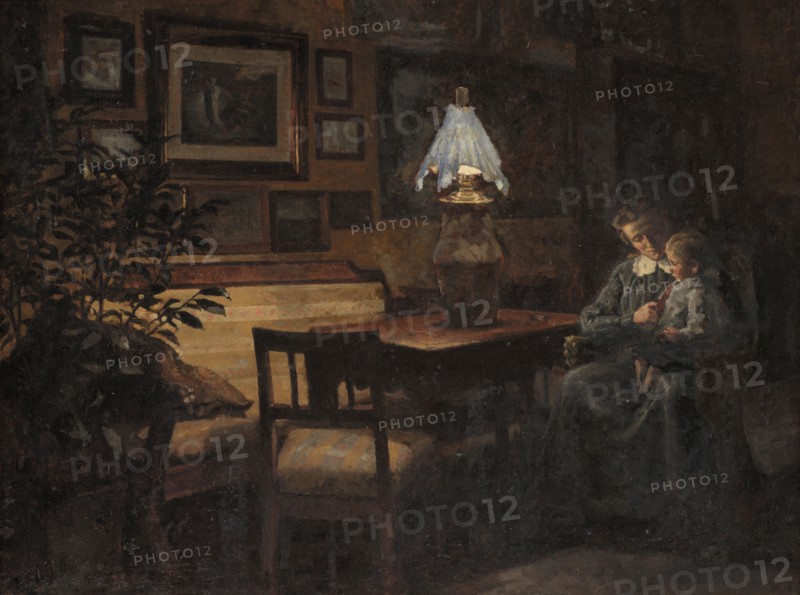 Mother and child, evening, 1890-1907. Creator: Sigurd Wandel.