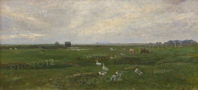 Geese by a Lake. A Storm is Brewing. Dragor, the Island of Amager, 1893. Creator: Viggo Johansen.