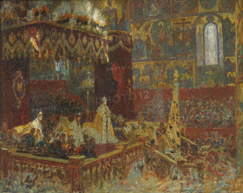 The Coronation Ceremony of Tsar Nicolai II in Moscow; sketch, 1896. Creator: Laurits Tuxen.