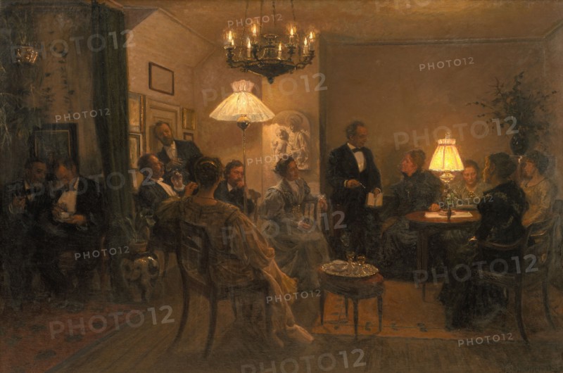 An Evening Party in the Artist's Home, 1899. Creator: Viggo Johansen.