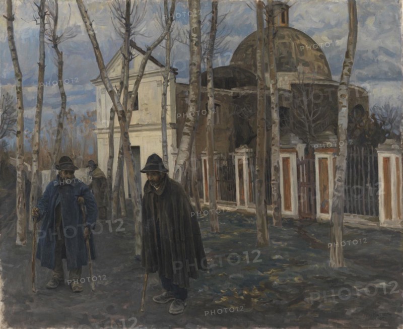 Beggars outside S. Giuliano, near Pompeii. 1904-05, 1904-1905. Creator: Peter Hansen.