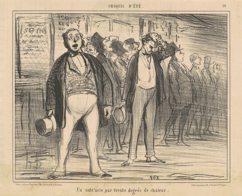 Un entr'acte, par trente degrés de chaleur, 19th century. Creator: Honore Daumier.