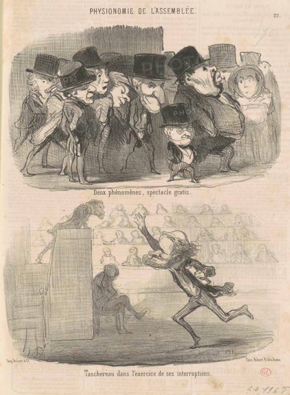 Deux phénomènes, spectacle gratis ..., 19th century. Creator: Honore Daumier.