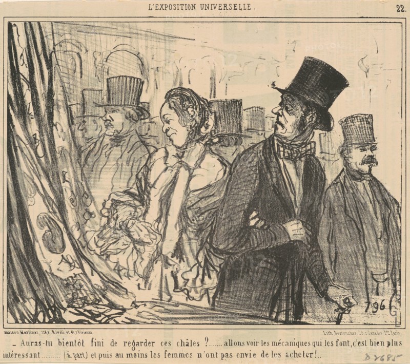 Auras-tu bientot fini de regarder ces châles?...1855. Creator: Honore Daumier.