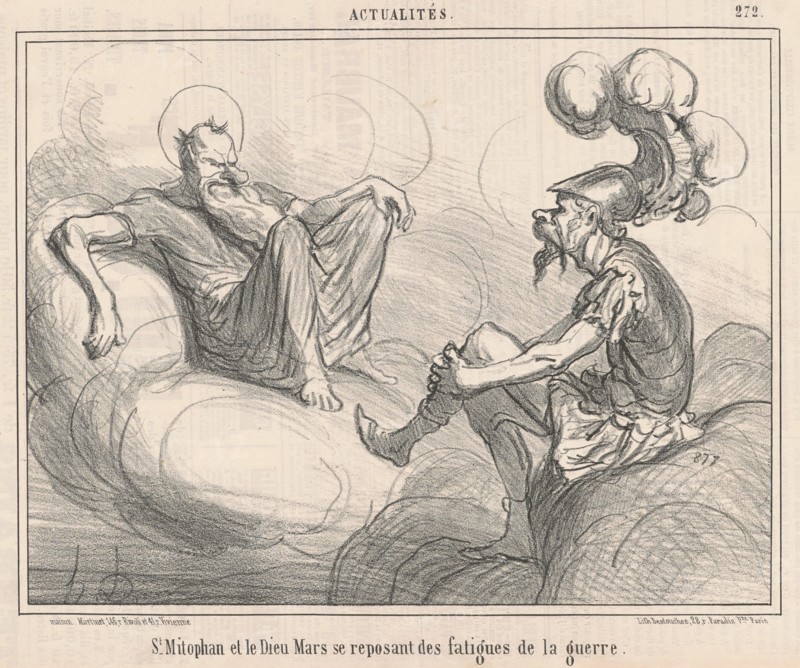 Saint Mitophan et le dieu mars ..., 19th century. Creator: Honore Daumier.