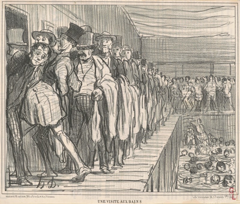 Une visite aux bains, 19th century. Creator: Honore Daumier.