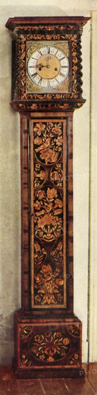 'Early Long-Case Clocks - Second-and-a-quarter clock in inlaid marqueterie case', 1947. Creator: Unknown.