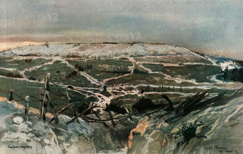 ''En Argonne; Vauquois', 1915. Creator: Francois Flameng.