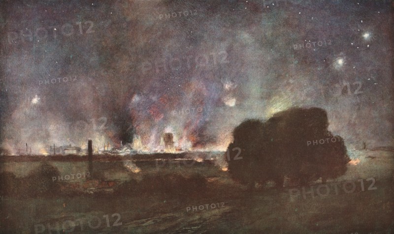 'Arras; Arras en feu (nuit 5 au 6 juillet 1915) Vue prise de Maroeuil', 1915 (1924). Creator: Unknown.
