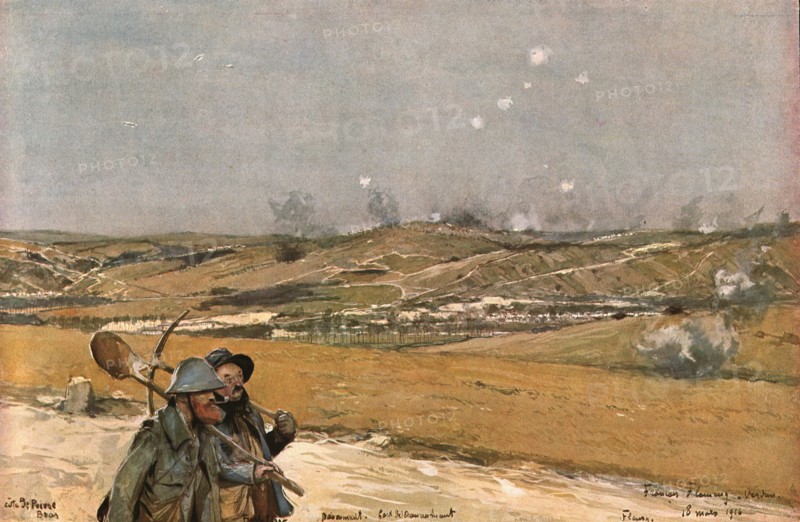 ''La hauteur de Douaumont vue du la Chaume', 1916 (1924) Creator: Francois Flameng.