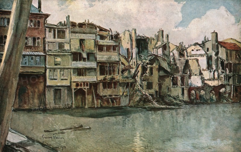 ''La Meuse a Verdun', 1916 (1924) Creator: Francois Flameng.