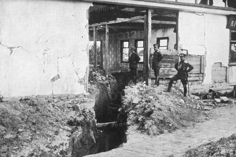 'L'offensive russe; une tranchee autrichienne dans une maison en ruines a Doubno..., 1916 (1924) Creator: Unknown.