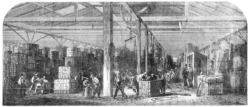The Great Tobacco Warehouse, at the London Docks, 1856.  Creator: Unknown.