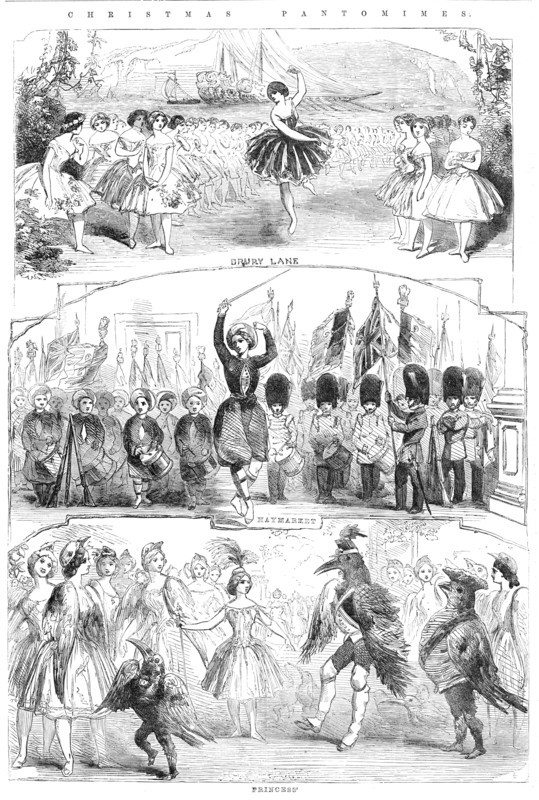 Christmas Pantomimes: Drury Lane; Haymarket; Princess', 1856.  Creator: Unknown.
