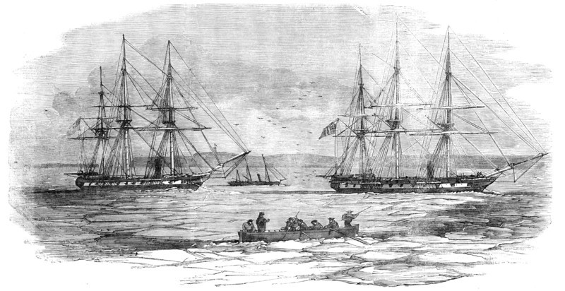 Kinburn - the "Curacoa" and "Tribune" Steam-frigates, and "Beagle" Gun-boat, in the Ice, 1856.  Creator: Unknown.