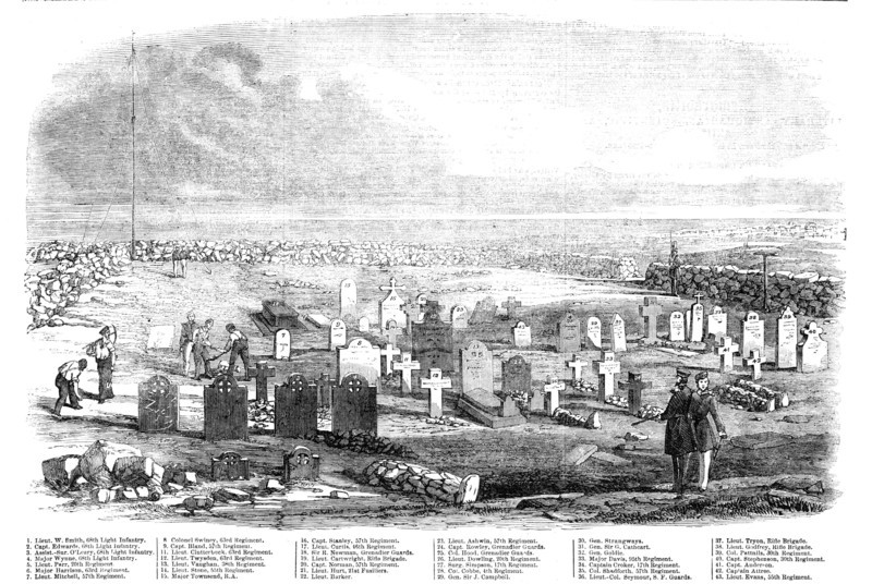The Fourth Division Burial-ground, on Cathcart's Hill, Crimea, 1856.  Creator: Unknown.
