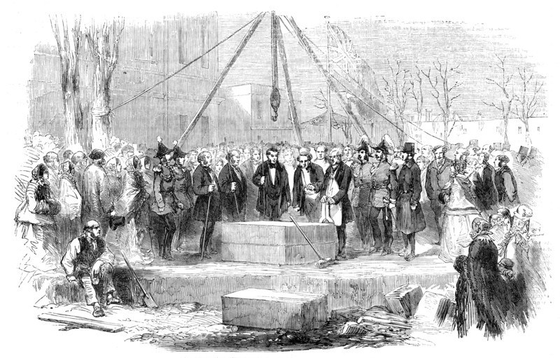 The Lord-Lieutenant laying the Foundation-Stone of the New Museum, at Dublin, 1856.  Creator: Unknown.