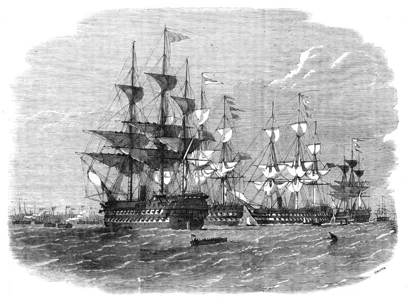 The Approaching Naval Review - H.M. Divisional Ships of the Gun-Boat Flotilla, at Moorings off Ryde, Creator: Smyth.