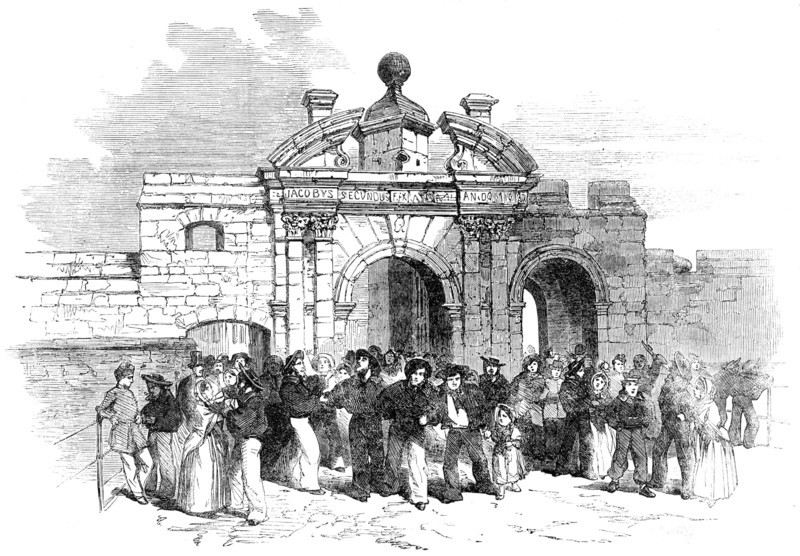 The Grand Naval Review, at Spithead: James Gate, Portsmouth - Liberty-Men Returning, 1856.  Creator: Unknown.