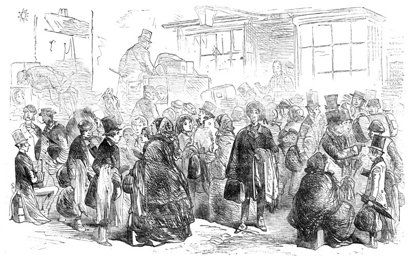 The Great Naval Review: "No Beds" - drawn by Phiz, 1856.  Creator: Unknown.