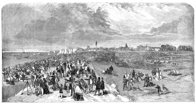 The Naval Review: Promenade on Southsea Common - sketched by S. Read, 1856.  Creator: Edmund Evans.