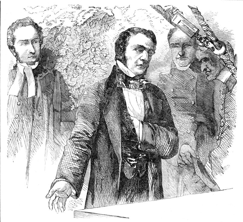 The Right Hon. W. E. Gladstone laying the Foundation-Stone of the School in Golden-Lane, 1856.  Creator: Unknown.