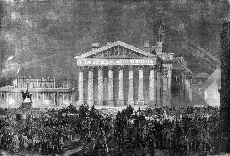 The Peace Illuminations - the Royal Exchange, 1856.  Creator: Unknown.