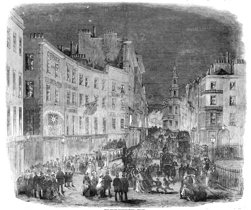 The Peace Illumination: Strand, 1856.  Creator: Unknown.