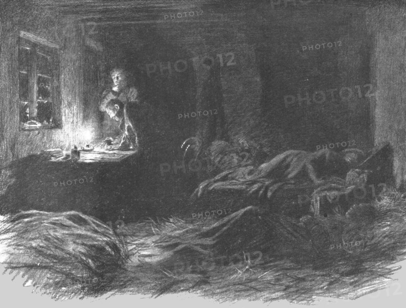 'Visions de guerre sur le front russe; tout le monde ne dort pas dans notre petite chambre…', 1916. Creator: Unknown.