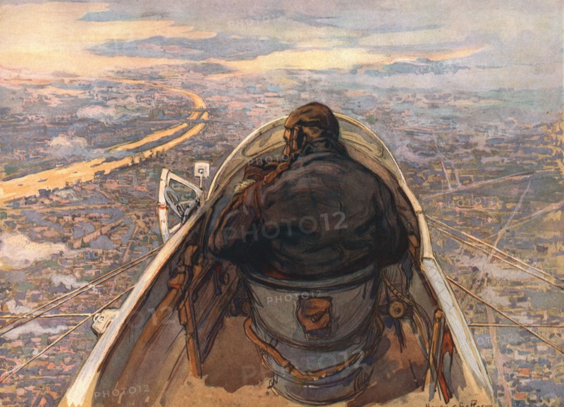 'En surveillance sur la Banlieue-Nord de Paris; vue prise de la place de..., 1916. Creator: Henry Cheffer.
