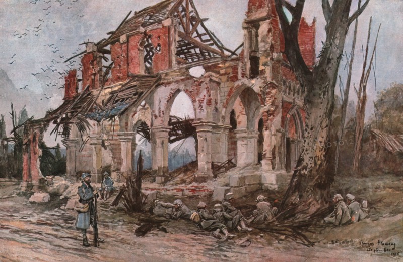 ''L'eglise de Frise',1916. Creator: Francois Flameng.