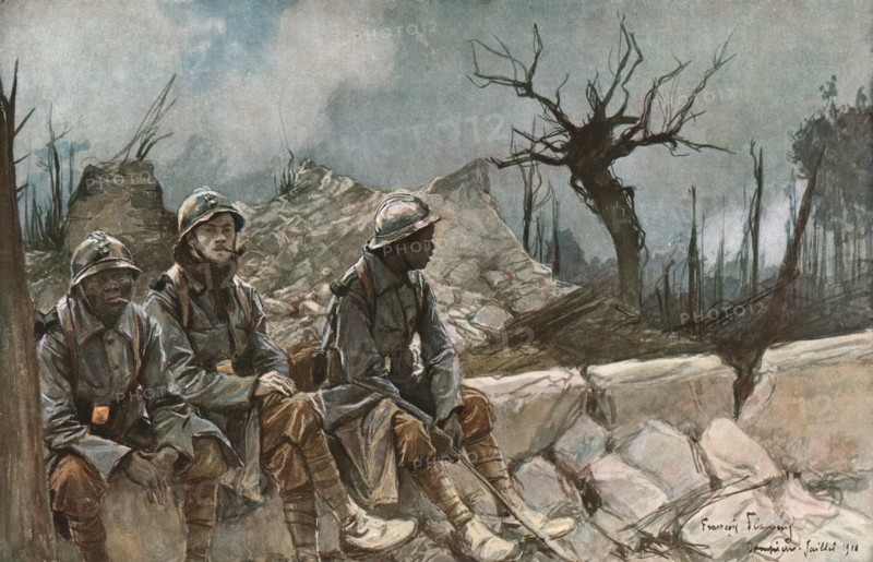 ''Bataille de la Somme; Ruines de l'eglise de Dompierre', 1916 (1924). Creator: Francois Flameng.