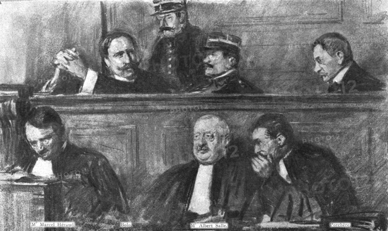 ''Le defaitisme et les grands proces; l'affaire Bolo: les accuses et leurs defenseurs a l'audience. Creator: Lucien Jonas.