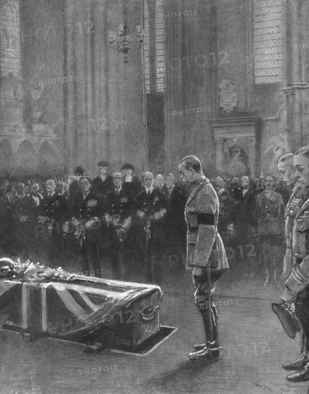 'Le "Combattant Inconnu" Britannique; a Westminster: le roi George V et, derriere lui, ses...1920. Creator: Georges Bertin Scott.