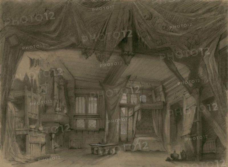 Stage design for the Opera "La Esmeralda" by Louise Bertin, 1836. Creator: Cambon, Charles-Antoine (1802-1875).