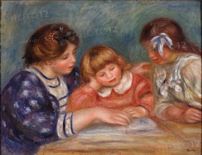 La Leçon (Bielle, l'institutrice et Claude Renoir lisant), c. 1906. Creator: Renoir, Pierre Auguste (1841-1919).