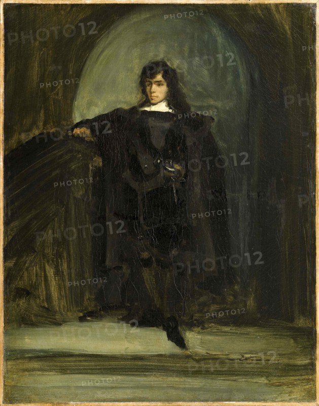 Self-portrait as Hamlet or Ravenswood, ca 1821. Creator: Delacroix, Eugène (1798-1863).