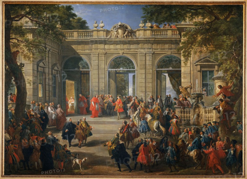 King Charles III Visiting Pope Benedict XIV at the Coffee House of the Palazzo del Quirinale, 1746. Creator: Pannini (Panini), Giovanni Paolo (1691-1765).