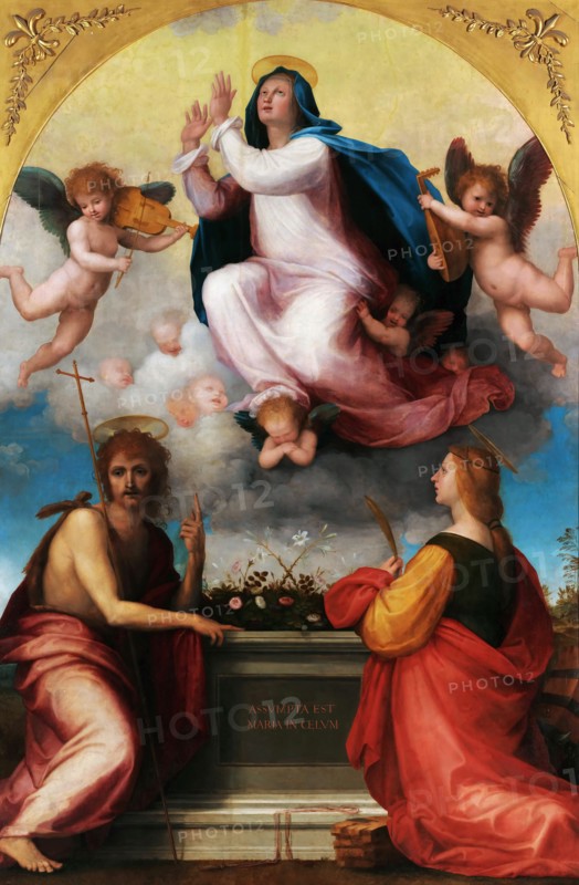 Assumption of the Virgin with Saint John the Baptist and Saint Catherine of Alexandria, c. 1516. Creator: Bartolommeo, Fra (1472-1517).