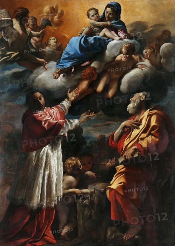 Madonna and Child with Saint Charles Borromeo and Saint Bartholomew, 1616-1617. Creator: Lanfranco, Giovanni (1582-1647).