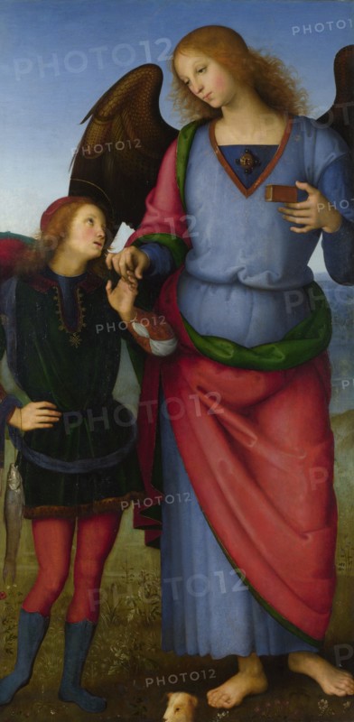 The Archangel Raphael with Tobias (Panel from an Altarpiece, Certosa), c. 1500. Creator: Perugino (ca. 1450-1523).