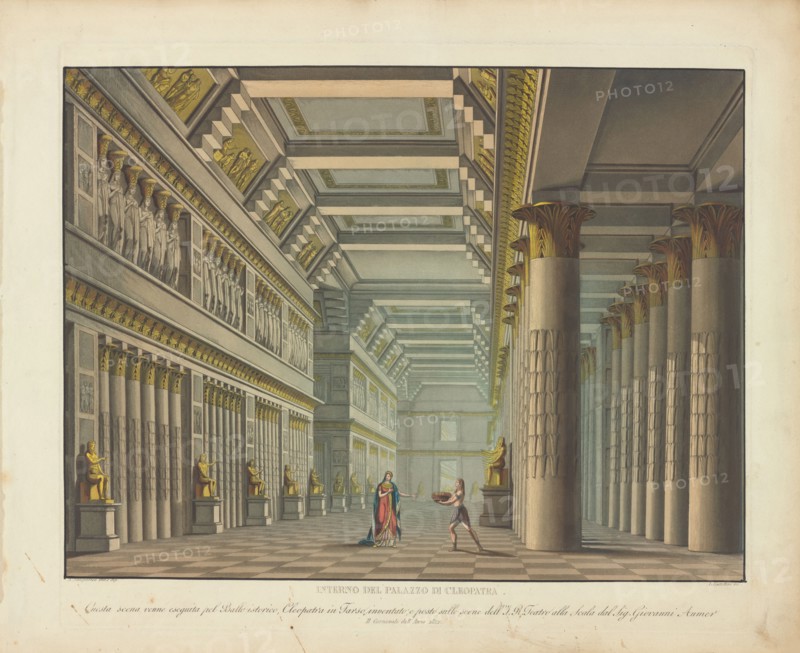 Set design for the ballet "Cleopatra in Tarso" by Jean-Pierre Aumer, at Teatro alla Scala, 1821, 182 Creator: Sanquirico, Alessandro (1777-1849).