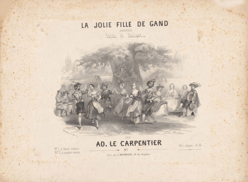 Cover of the score of the ballet La jolie fille de Gand by Adolphe Adam, 1842. Creator: Coindre, Victor (1816-1896).