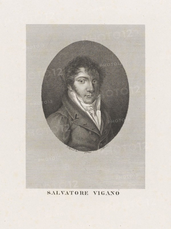 Portrait of the choreographer, composer and dancer Salvatore Viganò (1769-1821), after 1789. Creator: Caporali, Filippo (1794-1848).