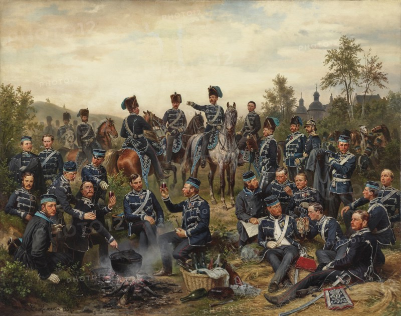 The officer corps of the 8th Royal Prussian Hussar Regiment, 1857. Creator: Camphausen, Wilhelm (1818-1885).