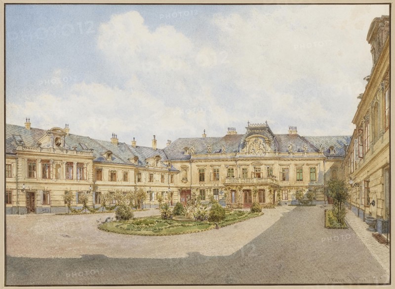 Palace of Archduke Karl Ludwig of Austria in Vienna, view of the courtyard, 1892. Creator: Alt, Franz (1821-1914).