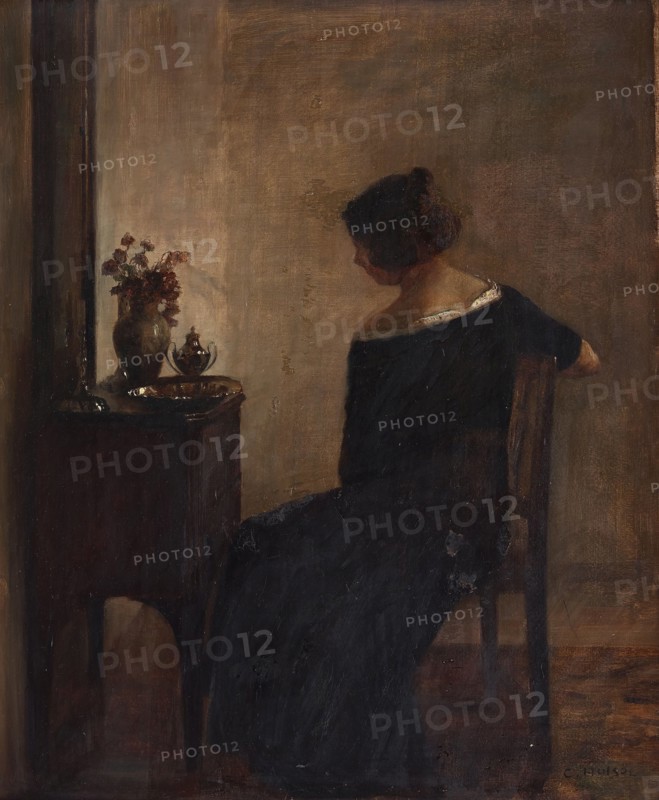 Interior with the Artist's Wife. Creator: Holsøe, Carl (1863-1935).