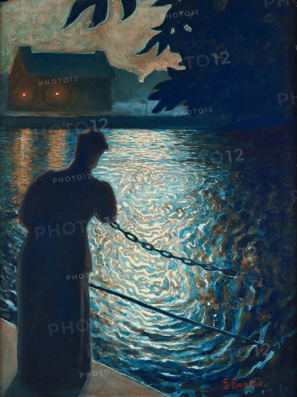 Moonlit scene, Örebro, 1897. Creator: Fjaestad, Gustaf (1868-1948).