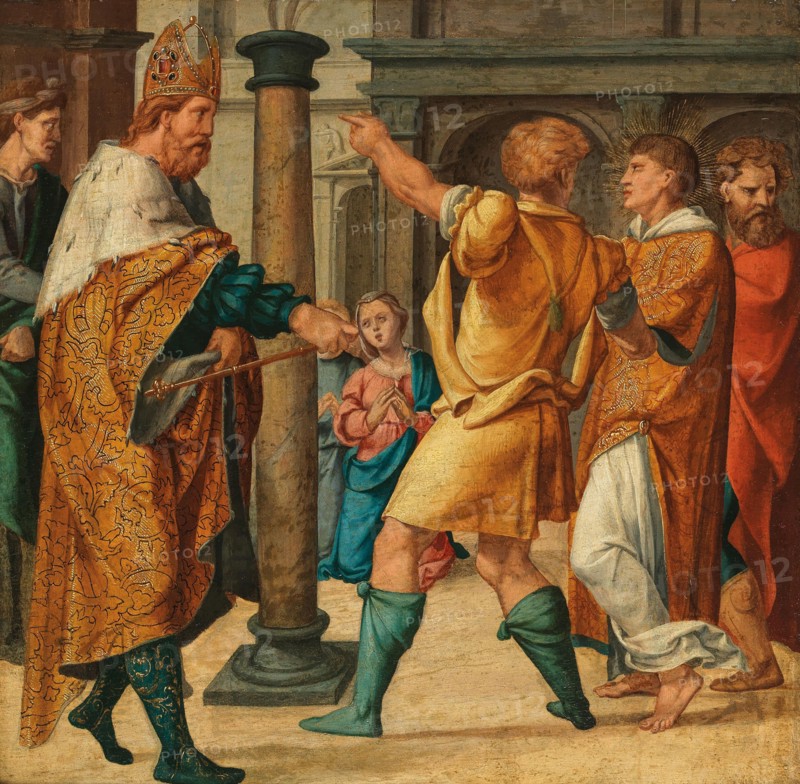 Pope Marcellus ordains Cyriacus as a Deacon (Cyriacus altar from St. Kunibert in Cologne), after 153 Creator: Bruyn, Bartholomaeus (Barthel), the Elder (1493-1555).