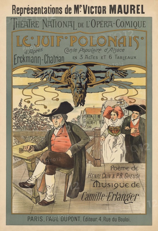 Poster for the Opera Le Juif polonais (The Polish Jew) by Camille Erlanger, 1900. Creator: Presseq, Henri C. R. (active ca 1900).